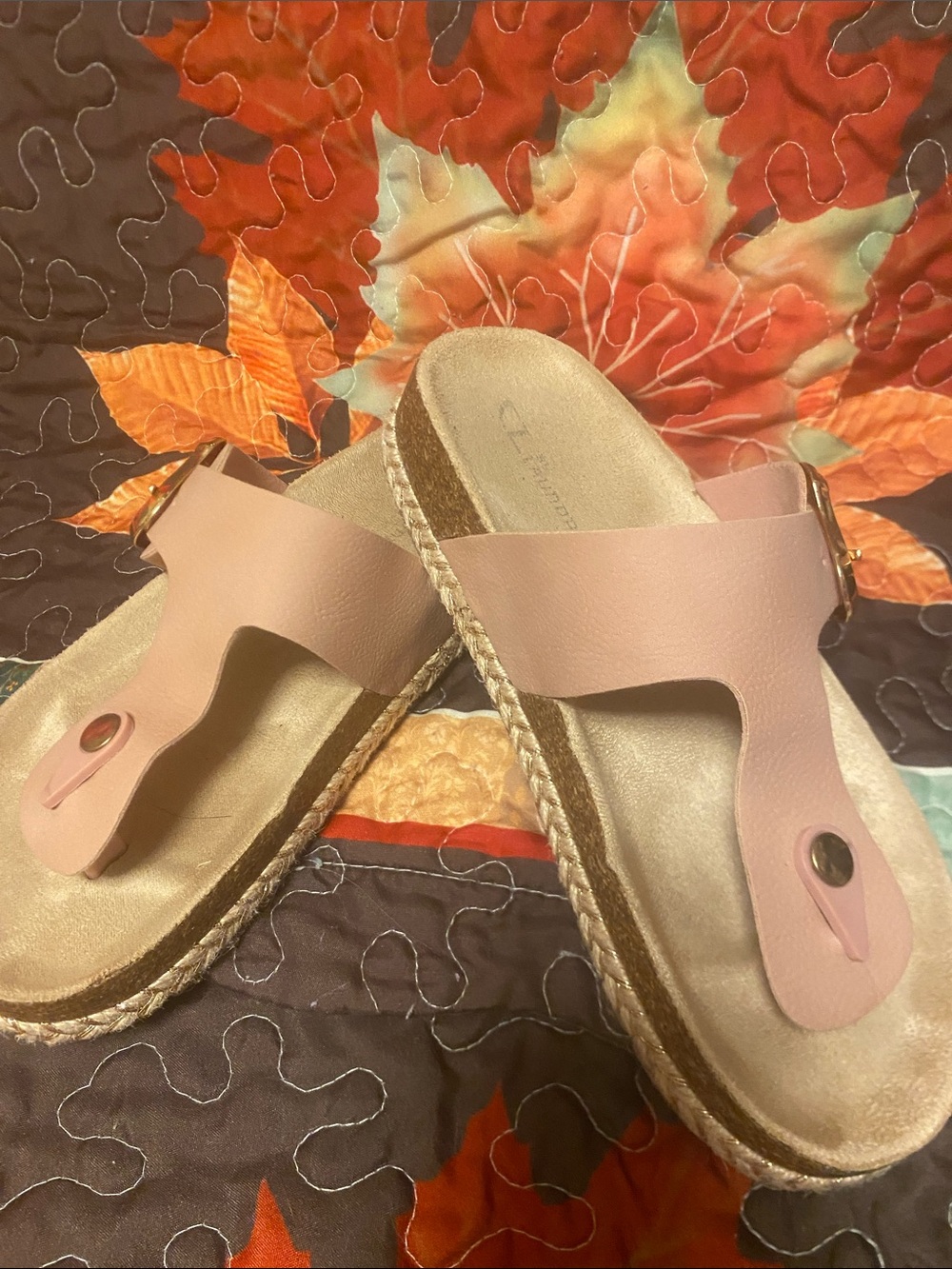Women's Blush Pink Thong Platform Sandals with Buckle